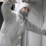 Polycarbonate sheet hardening processing plant employees