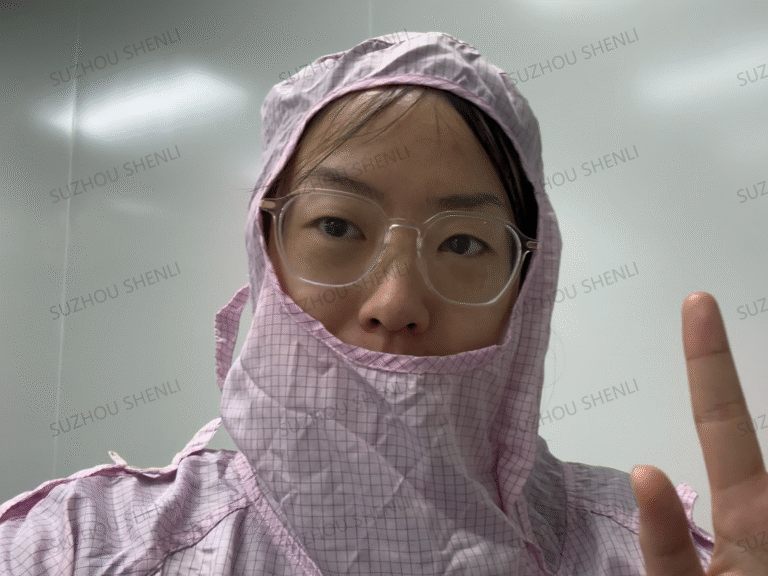 Employees of an organic glass polycarbonate sheet factory with hardened anti-static coating